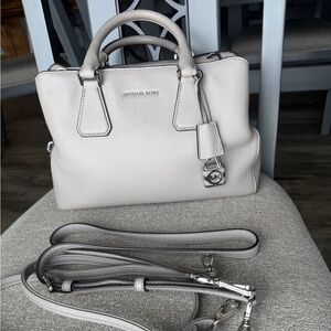 Michael Kors Pebbled Leather Satchel in Light Gray